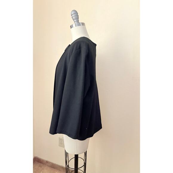 Coldwater Creek Black Swing Top L Large Button Front Blouse Cape Style - Picture 4 of 7